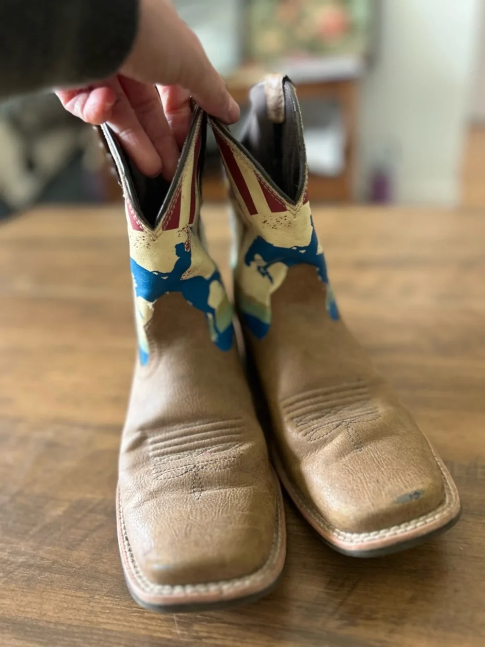 Ariat Brown and Black Leather Work Boot Interior View